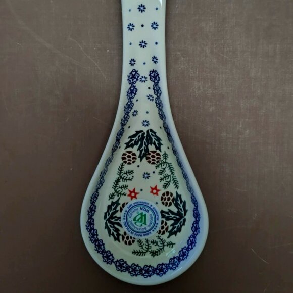 Polish Pottery, Boleslawiec spoon rest, Christmas pattern - new - Picture 3 of 13